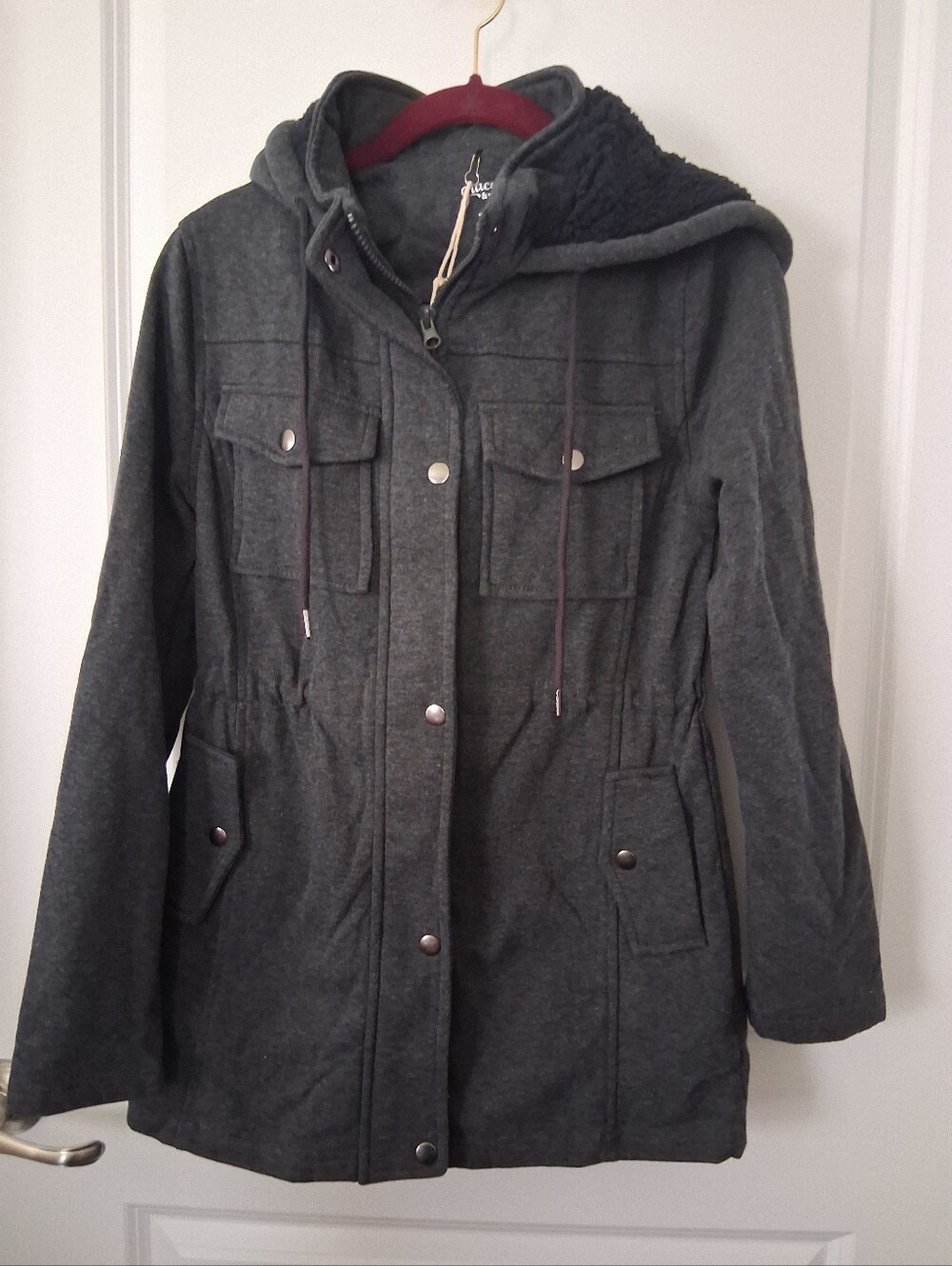 NEW GRACE & LACE Boutique Women’s Hooded Anorak w Fleece Jacket - Gray Lady's XS